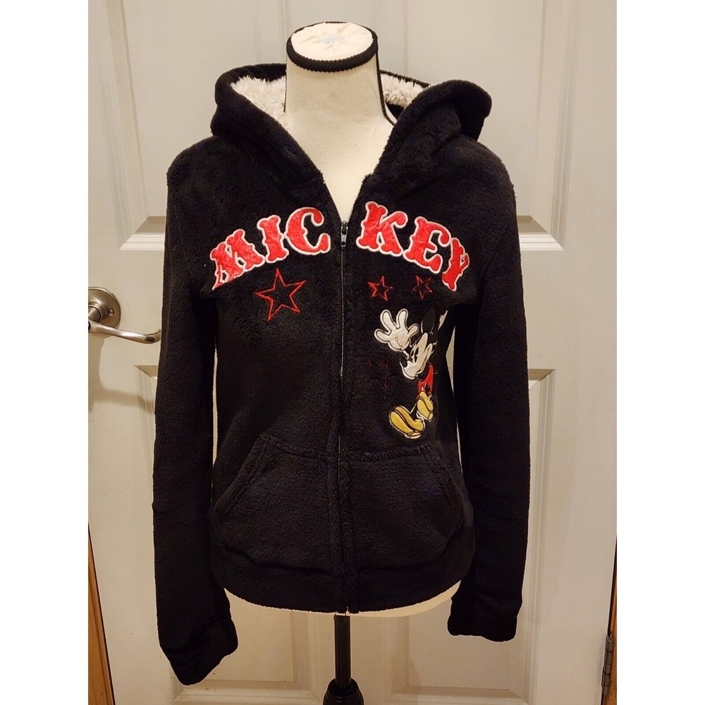 Youth Disney Black Mickey Mouse Zippered Sweatshirt Size Medium